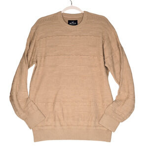 Hollister Sweater Mens S Beige Cotton Blend Interesting Knit Pullover Classic